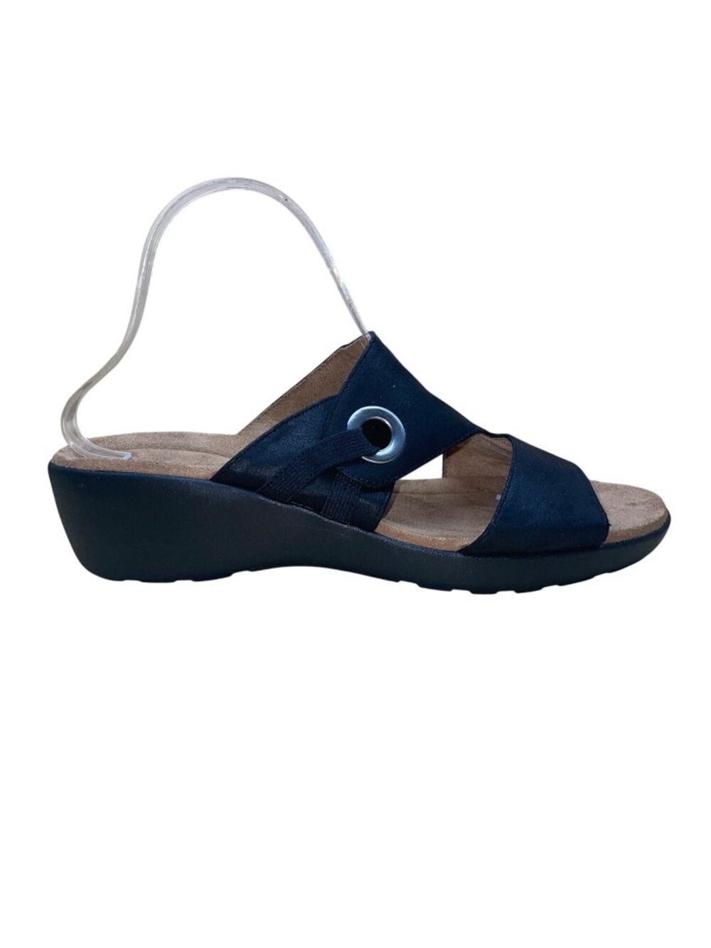 Easy Spirit Women’s Black Cushioned Footbed Kaitrin Wedge Sandals Size 10M